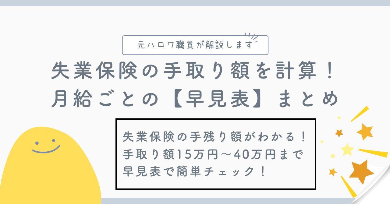 失業保険の手取り額を計算!月給ごとの早見表まとめ